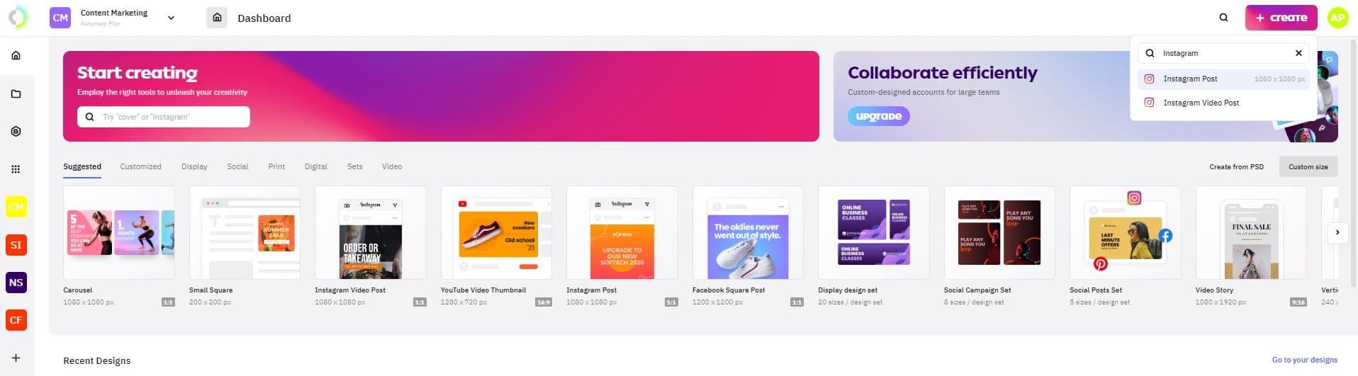 create instagram post with thebrief